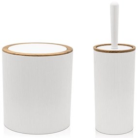 Set 2 Accessori D'Appoggio Feridras "London" Bianco/Legno