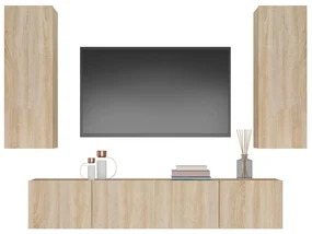 Set di mobili porta tv 4 pz rovere sonoma in legno multistrato