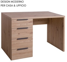 Scrivania Pc Ufficio con 4 Cassetti, Tavolo Porta Computer per Casa , Ripiano in Legno cm 110x60x75