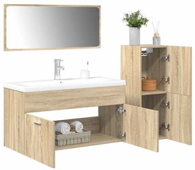 Set Mobili Da Bagno 4 Pz Rovere Sonoma İn Legno Multistrato /