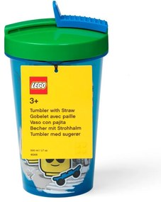 Tazza blu con coperchio verde e cannuccia , 500 ml Iconic - LEGO®