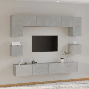 Set Mobili Porta Tv 8pz Grigio Cemento İn Legno Multistrato /