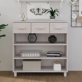 Tavolo Consolle Bianco 90x35x90 Cm Legno Massello Di Pino /