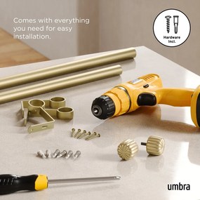 Bastone per tende oro opaco in acciaio regolabile 168 - 305 cm Cleo – Umbra