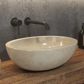 Kamalu - lavabo bango in marmo colore crema 45cm  litos-lec40