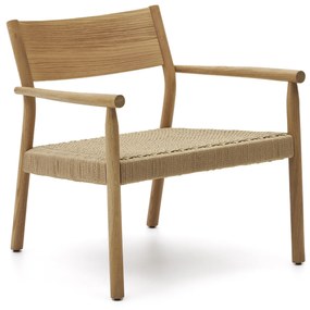 Kave Home - Poltrona Yalia in legno massiccio di rovere FSC 100% finitura naturale e seduta di corda d