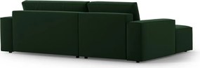 Divano angolare verde scuro allungabile/con contenitore (con penisola a sinistra/con chaise lounge) con rivestimento in velluto Jodie – Micadoni
