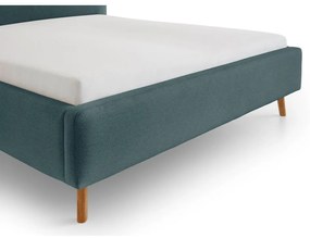 Letto matrimoniale imbottito blu con contenitore con rete inclusa 160x200 cm Mattis – Meise Möbel