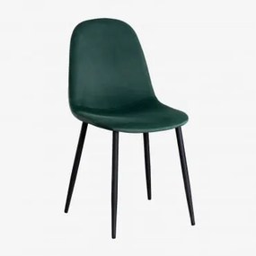 Confezione da 4 sedie da pranzo in velluto Glamm Verde Jungle & Nero - Sklum