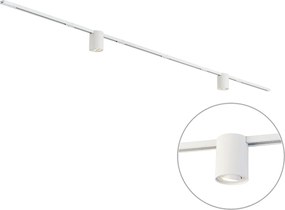 Sistema di illuminazione a binario moderno bianco con 2 faretti monofase - Iconic Rondoo Up