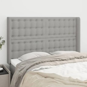 Testiera Ad Orecchio Grigio Chiaro 147x16x118/128 Cm İn Tessuto /