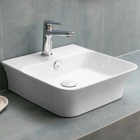 Lavabo bagno da appoggio design rettangolare 41 cm ceramica bianca | KL-4100 - KAMALU