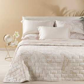 Copriletto Trapuntato in Raso di cotone Geo White