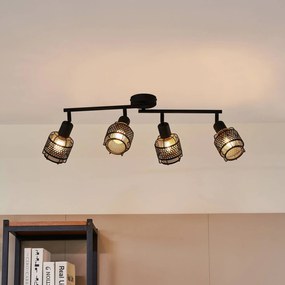 Lindby Eudoria, faretto da soffitto a 4 luci nero/oro