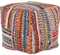 Pouf in cotone rosso blu arancione 40 x 40 cm imbottitura in EPS riciclato fatto a mano soggiorno boho