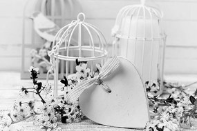 Carta da parati – Natura morta romantica bianco e nero in stile vintage