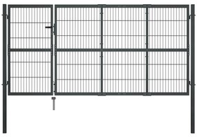 Cancello Di Recinzione Con Pali İn Acciaio 350x120 Cm Antracite /