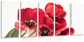 Quadri 5 pezzi – Tulipani rossi in fiore
