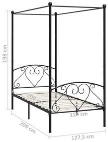 Letto a baldacchino nero in metallo 120x200 cm