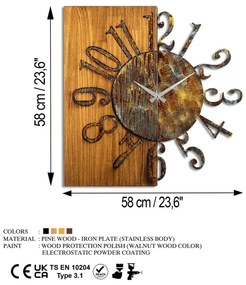 Orologio da parete 58x58 cm 1xAA legno/metallo