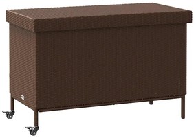 Contenitore Da Giardino Con Ruote Marrone Polyrattan /