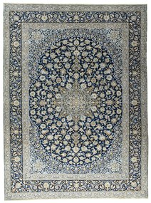 Kashan Tappeto 310x420 Blu (Iran) Annodato A Mano