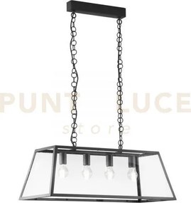 Lampadario a sospensione lexington nera 4 luci attacco e27 80x35x1...