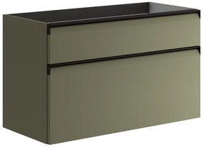 Mobile da bagno sospeso sotto lavabo Fusion L 99.5 x H 60 x P 45.5 cm verde salvia opaco, 2 cassetti