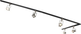 Sistema di binari monofase Smart nero con acciaio incl. 5 WiFi GU10 - Iconic Suplux