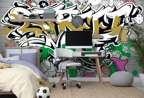 Carta da parati – Scritta Street Art verde con spray