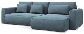 Divano angolare azzurro allungabile/con contenitore (con penisola a destra/con chaise lounge) Kapua – Makamii