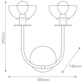 Alora Mood ALM-SYLVIA-2WB-BK-CL - Applique SYLVIA 2xE14/40W/230V nero