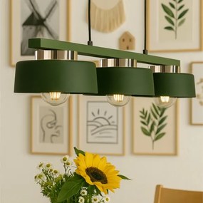 Lampadario a sospensione su cavo IGNIA 3xE27/60W/230V verde