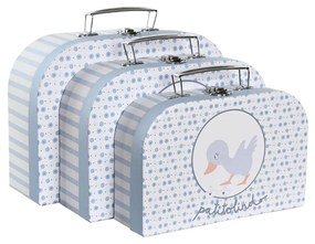 Set di Scatole Decorative DKD Home Decor Azzurro Metallo Multicolore Cartone (28 x 9,5 x 20 cm)