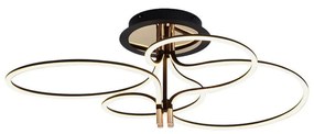 Lampadario LED a plafone 36W nero e oro moderno con luce calda 3000K
