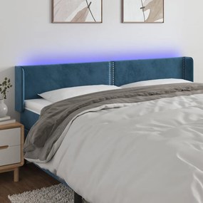 Testiera A Led Blu Scuro 183x16x78/88 Cm İn Velluto /