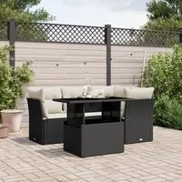 Set Divani da Giardino 5 pz con Cuscini in Polyrattan Nero 3266556