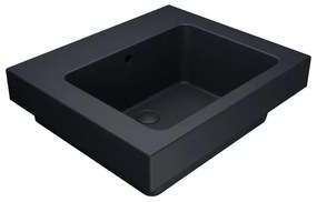 Lavabo a incasso e d'appoggio rettangolare vasca centrale Alaqua L 60 x H 25 x P 21 cm in ceramica grigio opaco