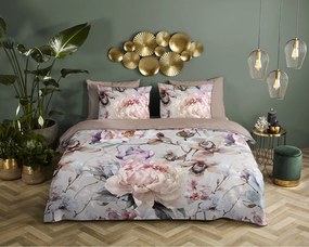 Set copripiumino e federa grigio/marrone in raso di cotone per letto singolo ed esteso 140x220 cm Colinda – Descanso