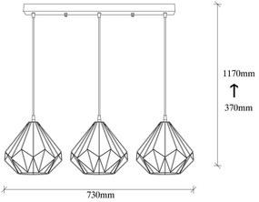 Lampadario su filo DIAMOND 3xE27/100W/230V