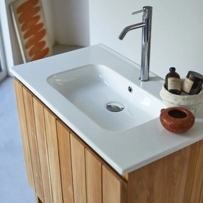 Tikamoon - Mobili da bagno in legno di teak con lavabo in ceramica 80 Jill