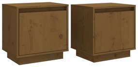 Comodini 2 pz Miele 40x30x40 cm in Legno Massello di Pino