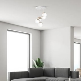 Lampadario a sospensione con filo SFERA WOOD 5xE14/40W/230V bianco