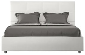 Letto matrimoniale con rete imbottito 160x200 similpelle bianco Mika