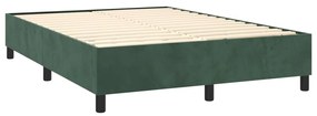 Letto a molle con materasso e led verde scuro 140x190cm velluto