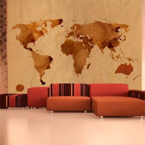 Fotomurale Mappa del mondo color tè
