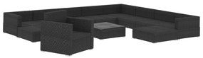 Set divani da giardino 12 pz con cuscini in polyrattan nero