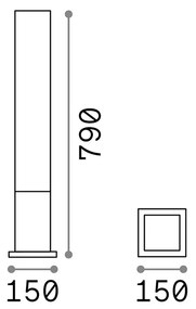 Palo Da Esterno Quadrato Moderno Edo Alluminio-Materie Plastiche Bianco Gx53