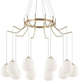 Sospensione Contemporanea Karousel Metallo Ottone 10 Luci G9 3W 3000K Luce Calda