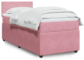Giroletto A Molle Con Materasso Rosa 90x200 Cm İn Velluto /